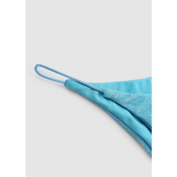 Its Now Cool String Bikini Bottoms in Turquoise Lurex Blue Shimmery Size XS - Picture 2 of 10